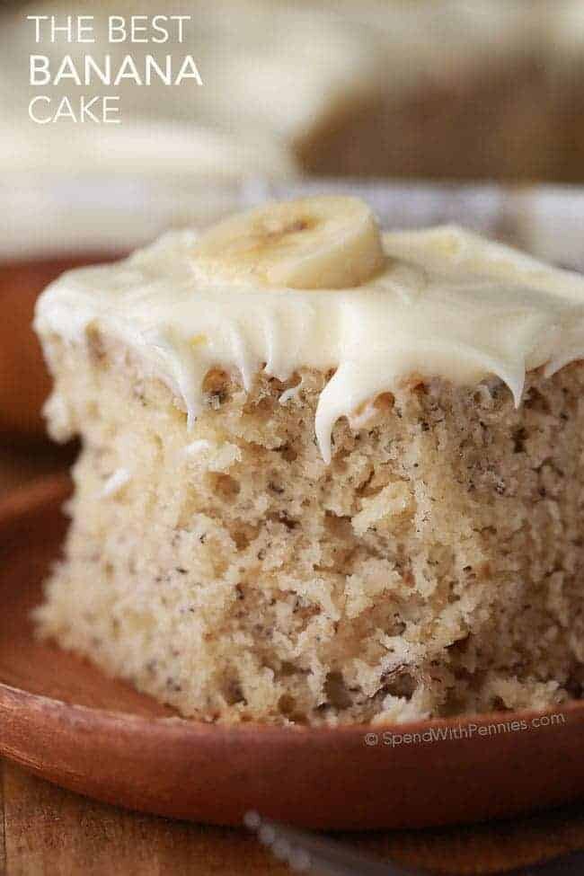 A piece of Banana Cake on a plate