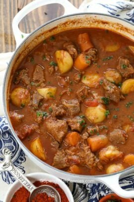 Overhead shot of Hungarian Goulash