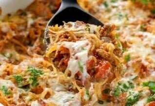 Spaghetti Squash Casserole on spoon