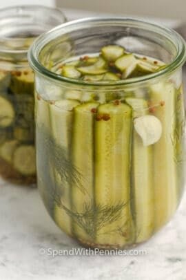 Refrigerator Pickles in a jar