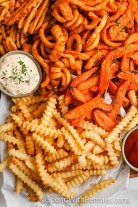 close up of Air Fryer Frozen French Fries