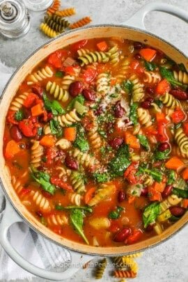 pot of Slow Cooker Minestrone Soup