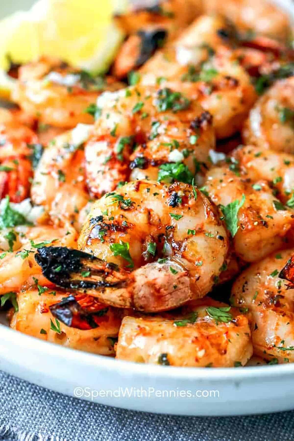 plated Garlic Grilled Shrimp