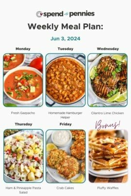 overview of week of June 3 meal plan