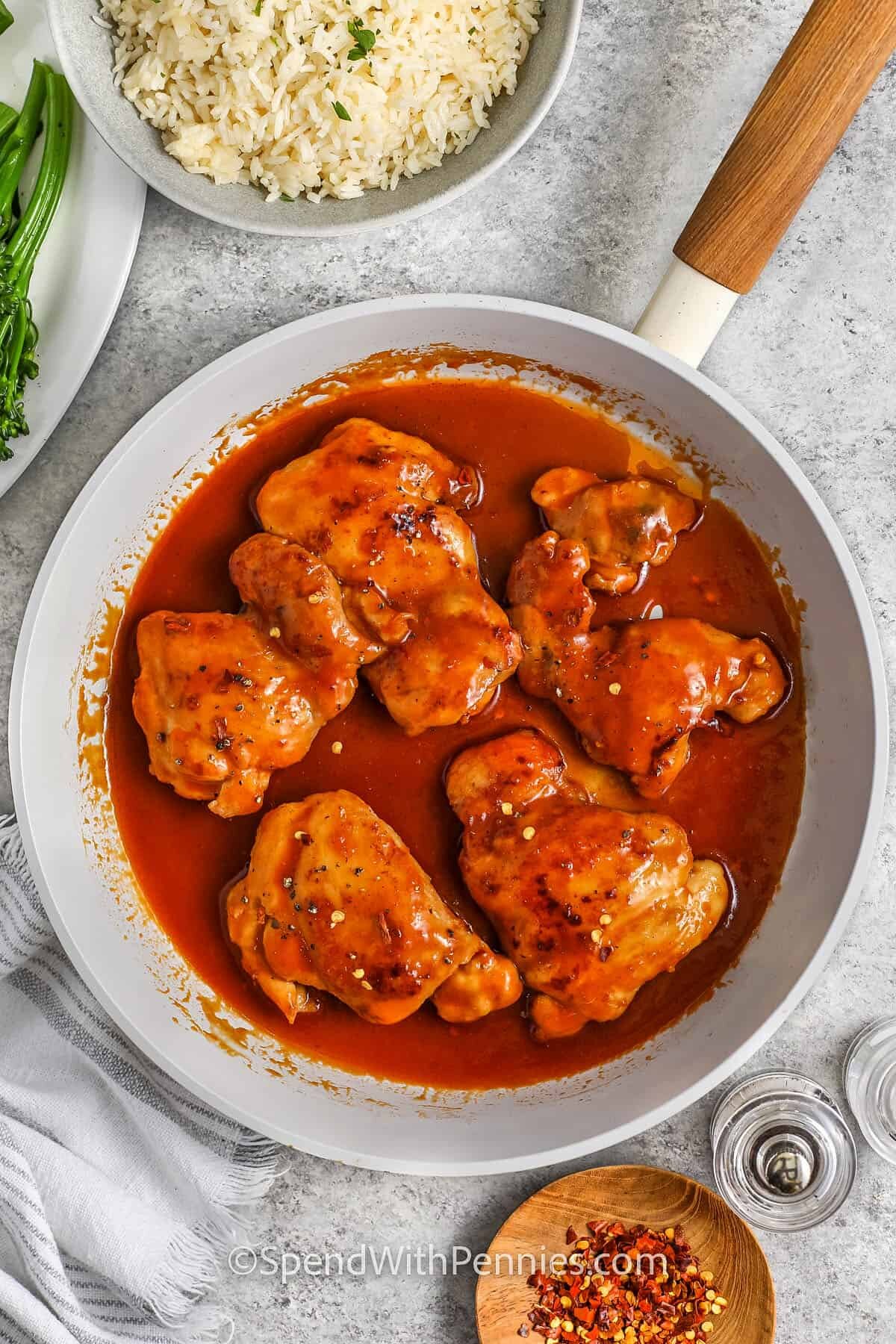 Apricot Chicken in the pan